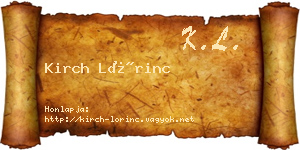 Kirch Lőrinc névjegykártya